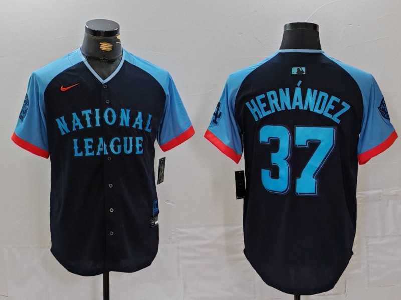 Men%27s Los Angeles Dodgers #37 Teoscar Hernandez Navy 2024 All Star Limited Stitched Jersey